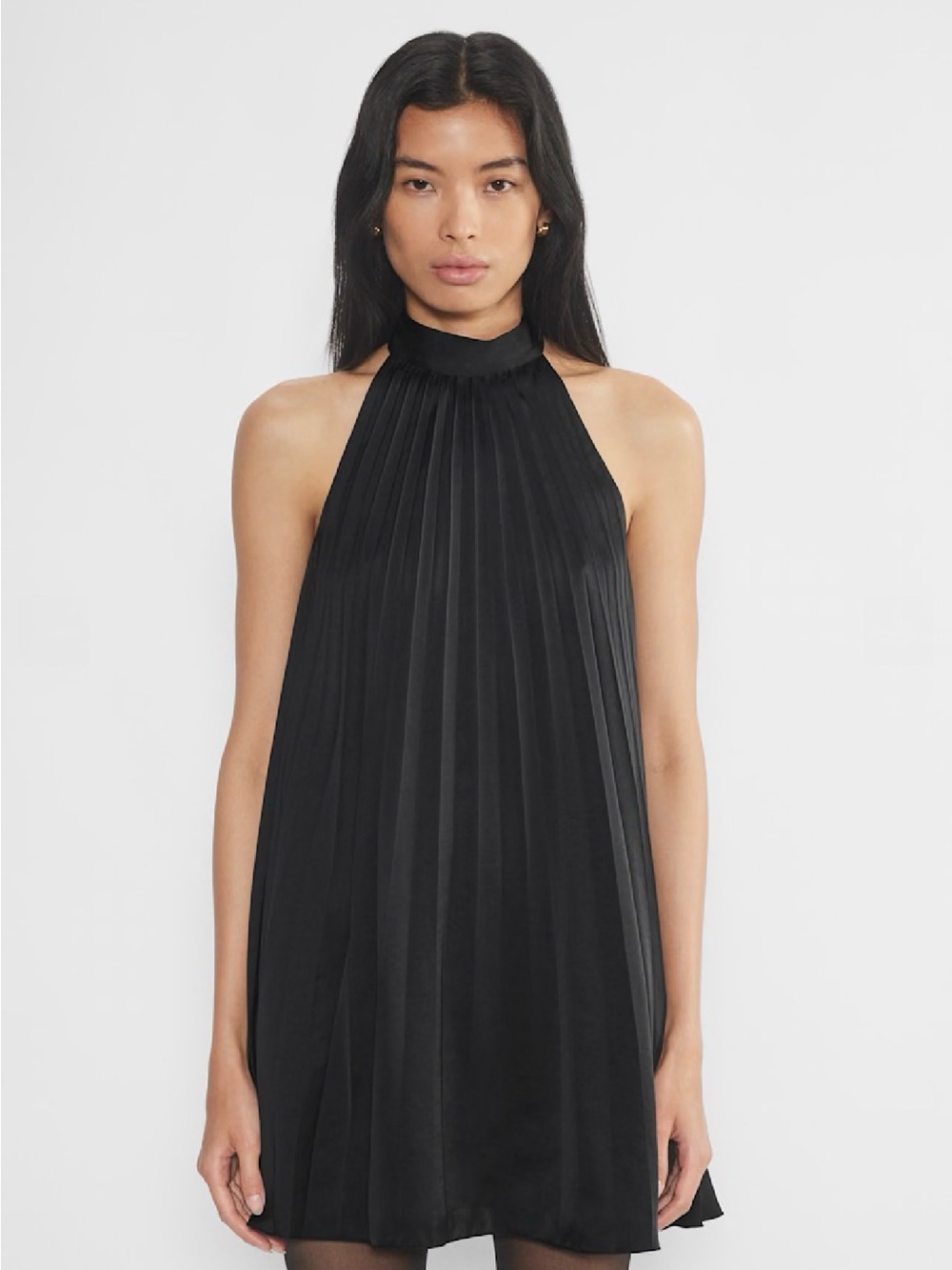 Wilfred Black Marlene Pleated Halter Mini Dress